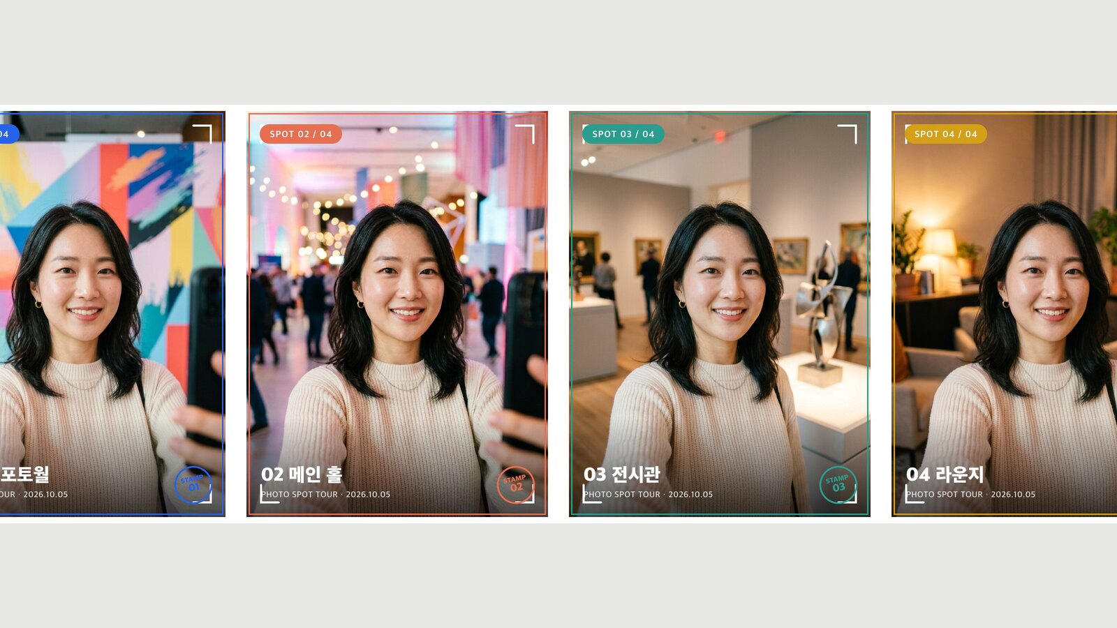 포토스팟 투어 기획 가이드 — 도장 대신 사진을 모으는 스탬프투어 · 효과 조건 4 · 활용 아이디어 12 · 시나리오 3 (2026)