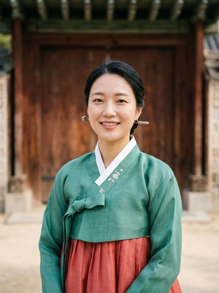 같은 인물 · 한복 스타일로 변환된 결과