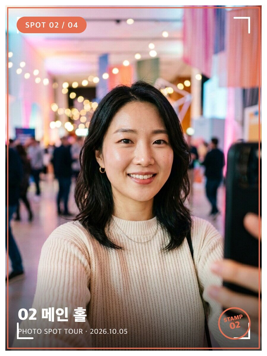 같은 참여자 · 02 메인 홀 스팟 · 스팟 프레임이 씌워진 사진
